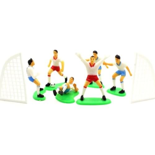Mini Soccer Player Figures Football Goal Post Model Railway Scenery Decoration