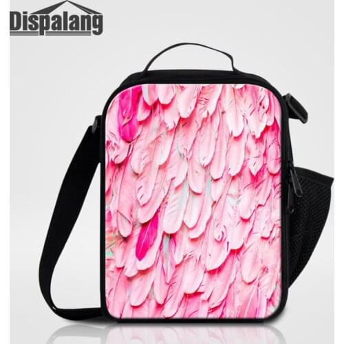 Dispalang Thermal Lunch Bags Animal Feather Print Insulated Food Bag for Kids Boys Girls Women Picnic Cooler Bag Bolsa Lonchera