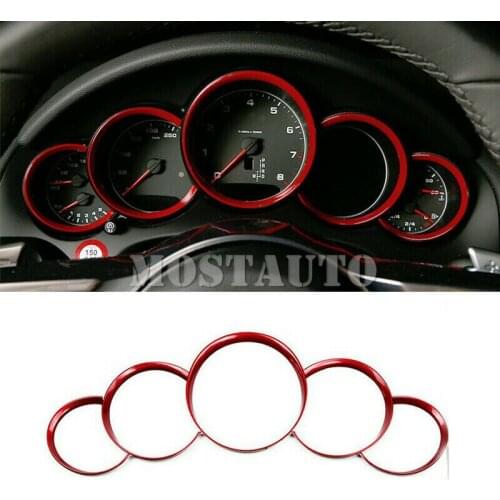 For Porsche Panamera 2010-2015 ABS Red Interior Dashboard Meter Cover Trim 5pcs Car Accessories Interior Car Decor Car Trim