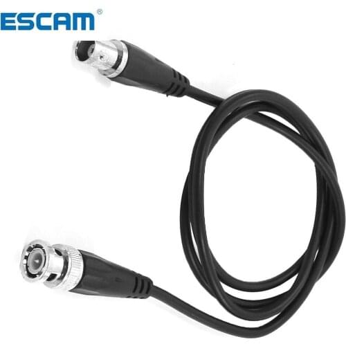 ESCAM High Quality BNC Male to Female Plug CCTV Extension Coaxial Line Cable 3.3ft Long Black