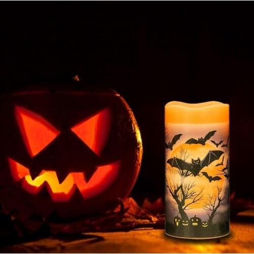 Halloween Flickering Flameless Candles Light 6 Hour Timer Battery Operated LED Candle Night Lamp Christmas Halloween Home Decor
