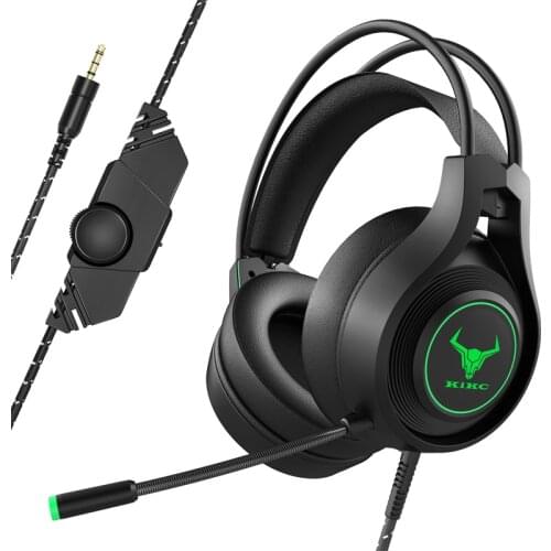 KIKC Headphone Gaming Headset Waterproof Wired Noise Reduction Microphone 3.5mm PC PS For Soundround Sound