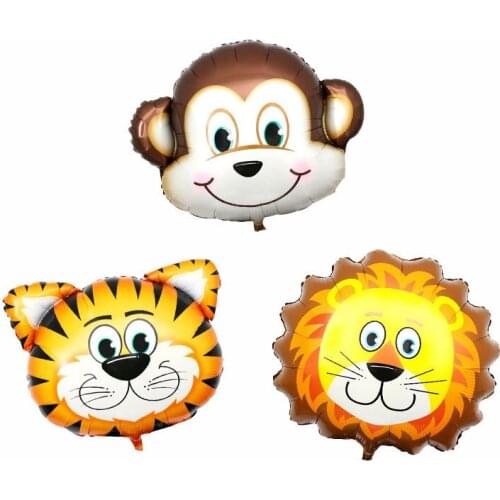 Toy Cartoon Balloon Aluminum Film Cartoon Balloon Children Mini Small Animal Head Tiger Monkey Aluminum Film Cartoon Balloon