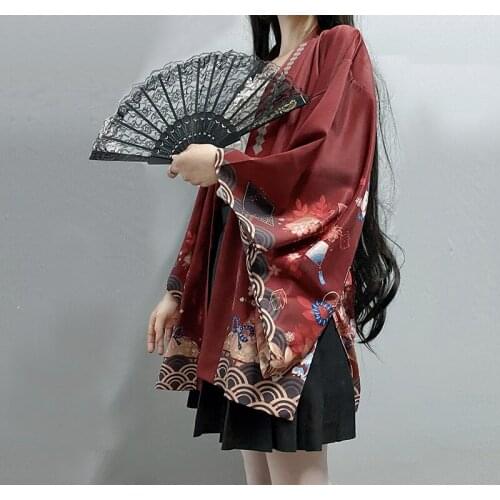 Japanese Kimono Cardigan Clothing Shirt Haori Obi Yukata Beach Summer Inari Shrine Kimono Style Cosplay