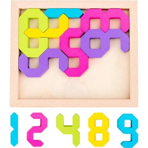 Colorful Montessori Wooden Digital 3D Puzzles Toy Logical Thinking Game Maths Learning Kids Early Educational Toy Teaching Aids