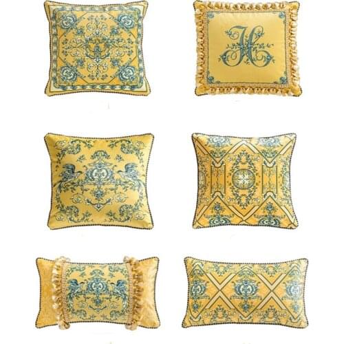 45x45cm Square Cushion Cover Gold Europe Luxury Throw Pillow Case Cover With Heavy Tassel Soft Velvet For Living Room Office