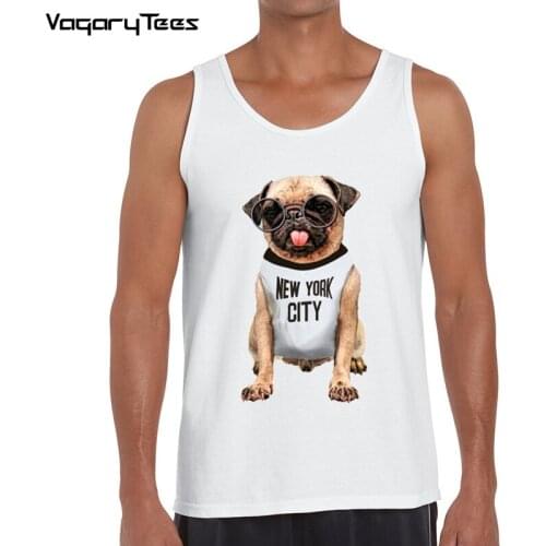 Summer Breathable male tank top Cute English Bulldog Puppy and Pug Printed vest Novelty men Tees