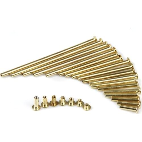 M5 Rivet Screws Copper Plated Book Binding Chicago Screws Nail Rivets Steel Metal Male Female Rivets 5mm-125mm
