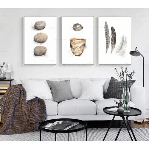 Minimalist Art Wallpaper Pebble Feather Poster Canvas Painting Modern Print Craft Picture Decoration Home Living Room