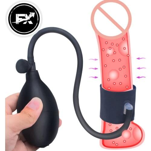 FX Sex Toys Men Dick Male Enhancement Pumps Inflatable Penis Enlarger Cock Ring Silicone Sleeve Inflated Penis Pump