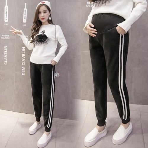Autumn Winter Thicken Warm Velvet Maternity Pants Belly Casual Pants Clothes for Pregnant Women Pregnancy Harem Trousers