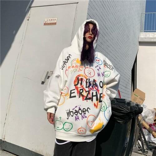 Autumn Korean High Street Harajuku Girls Hoodies Women Soft Girls White Oversized Fashion Funny Printe Hooded Cool Sweatshirts