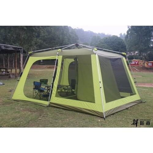Outdoor camping 210T silver thickened anti-UV anti-riot rain 10 people 12 people folding aluminum pole automatic tent