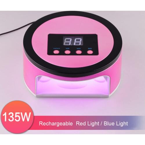 Rechargeable Nail UV Lamp 135W Cordless Gel Polish Dryer Machine UV Curing Light Pedicure Manicure Lamps Wireless LED Nail Lamp