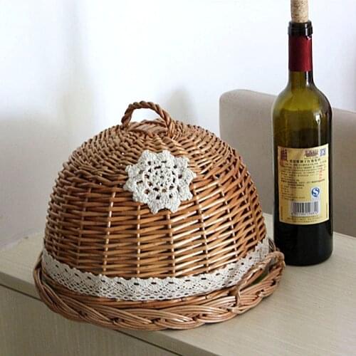 Willow Rattan Plaited Hand-Woven Log Color round Food Bread Cover Refreshments Pizza Tray