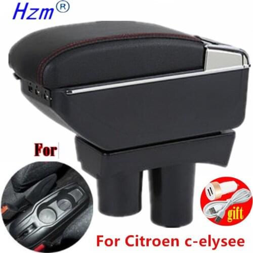For Citroen c-elysee Armrest For Citroen c-elysee Car Armrest box 2012-2016 Retrofit parts Interior Storage box USB LED