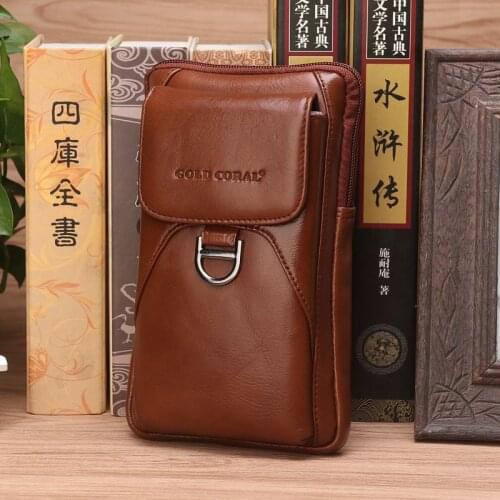 Genuine Leather Belt Waist Bags Fanny Pack Men Travel Phone Pouch Shoulder Crossbody Bags For Male Small Coin Purse Wallet Bag