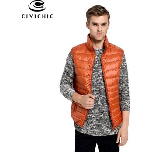 CIVICHIC Man Fashion Candy Color Down Vest Autumn Winter Thin Warm Plus Size Tank Top Ultra Light Soft Eiderdown Outerwear DC507