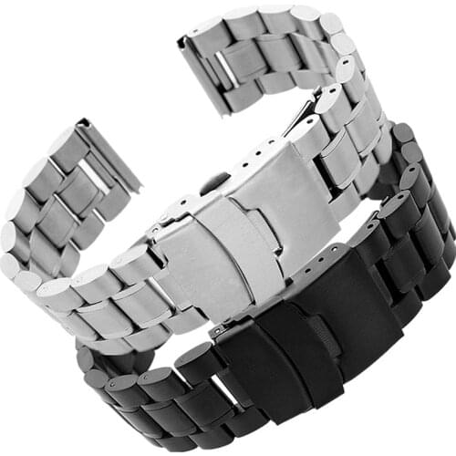 Stainless Steel Watch Strap Wrist Bracelet Silver Color Metal Watchband with Folding Clasp for Men Women 18/20/22/24mm
