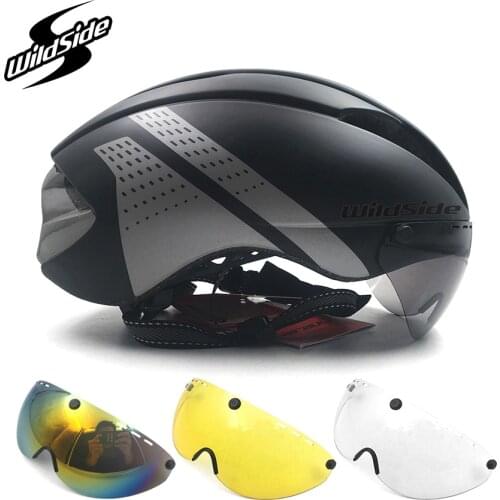 Aero helmet tt time trial cycling helmet for men women goggles race road bike helmet with len Casco Ciclismo bike adults helmet
