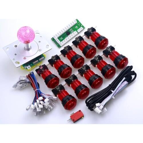 Zero Delay LED Arcade Game DIY Parts USB PC to Joystick Interface 2/4/8 Way LED Illuminated Joystick Push Button Retropie 3B