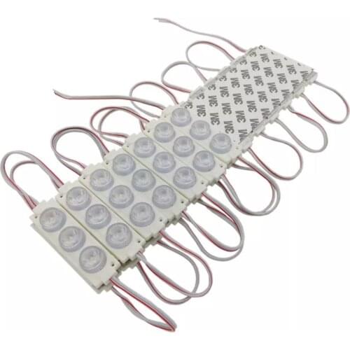 12V LED module with lens for sign letter lighting box beam angle vertically 15 horizontally waterproof 75mm*20mm SMD 3030 3 LEDs