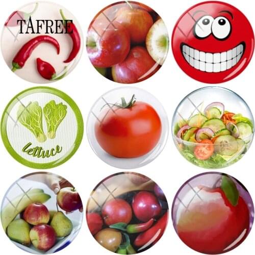 TAFREE Vegetables & Lollipops Art Photo 25mm DIY Round Glass Cabochon Charms Demo Flat Back Making Findings