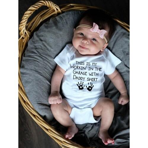 Baby Boys Girls Funny Bodysuit This Is My Workin' In The Garage Letter Jumpsuit Newborn Infant Short Sleeve Clothes