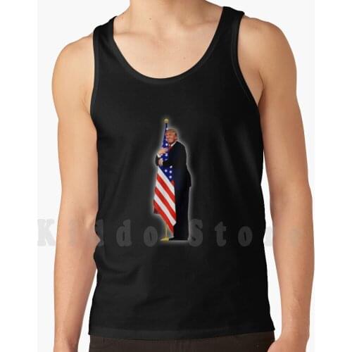 Funny Cute Trump Hug America Flag tank tops vest 100% Cotton Mama Farming State A Who Law Men Mother Idea Youths Halloween