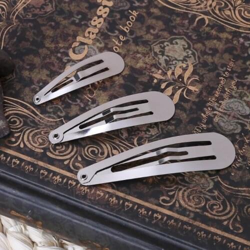 50pcs Silver Tone Snap Hair Clips Craft Bow Headwear Decoration DIY 4/5/6cm