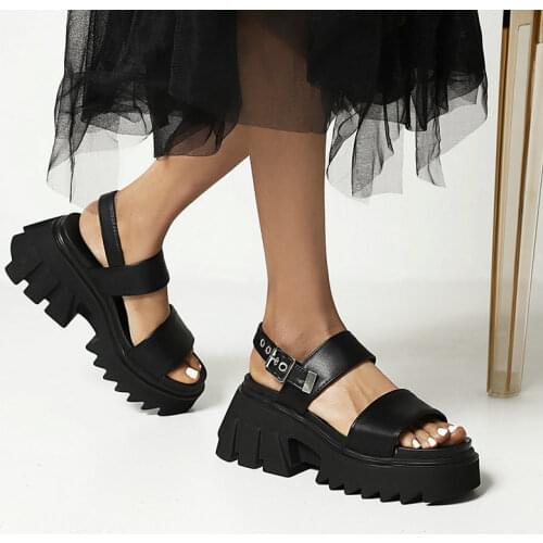 2021 Summer Women Gladiator Sandals Thick Platform High Heels Comfortable Female Shoes Elastic Band Black Shoes Drop Ship