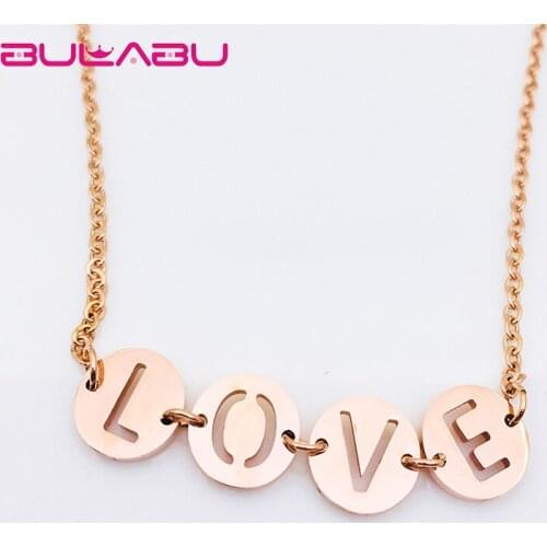 BULABU New Chain Pendant Necklace Titanium Steel Couple Gifts Letter LOVE Small Tag Fashion Necklaces Femme Jewelry erkek kolye