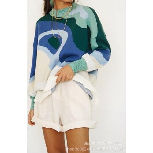 Winter Knitted Vintage Pullovers Long Sleeve Striped Loose Casual Sweater Tops Korean Fashion 2021 Summer Jumper Female