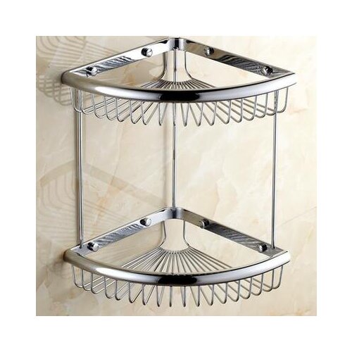 Golden Brass Bathroom Shelves With Robe Hook 2-Tier Bathroom Storage Basket Wall Mount Bathroom Shelf Free Shipping