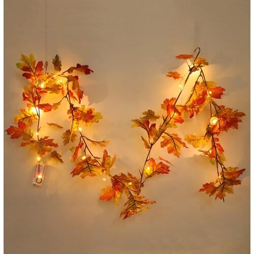 1.5M Maple Leaves Rattan Cane Artificial Silk Hanging Garland Plant Wedding Home Party Maple Leaf Cane Decoration