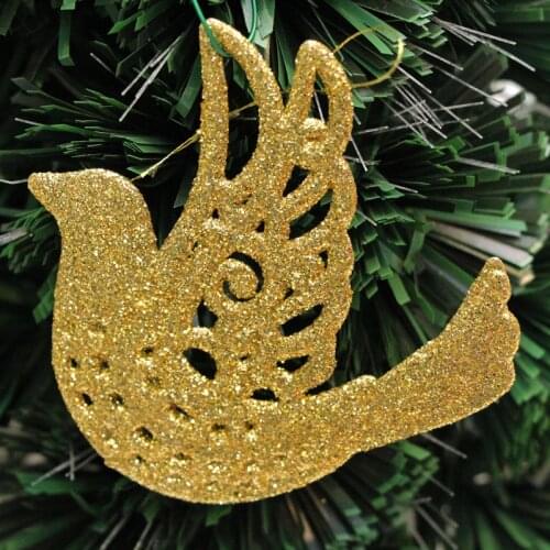 1 PC colorful Gold powder plastic pigeon Christmas decorations 9.5X9CM quality Xmas adornments DIY production accessories
