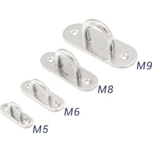 1pcs Pad Eye Plate with Enclosed Hook 316 Stainless Steel Staple Ring Hook U-Shaped Hardware for Boat Swing