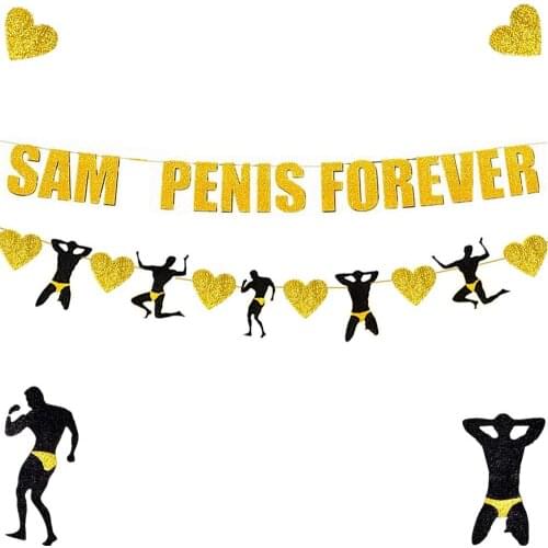 1Pc Same Penis Forever Banner Alphabet Banner Cheers To Bitch Pull Flower Bachelorette Party Supplies Hen Night Party Decoration