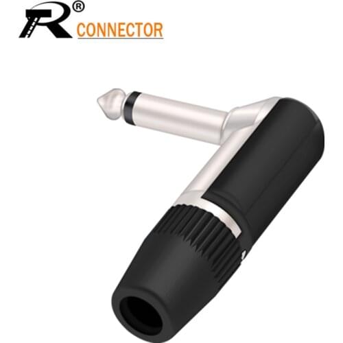 10PCS 6.35 Jack Speaker Microphone Plug 1/4'' 6.35mm 2 Pole Mono Male Jack Right Angle Guitar Plug Adapter Connector