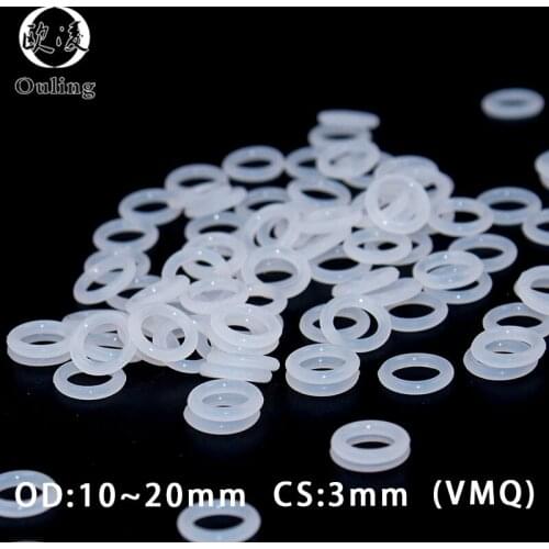 10PC/lot Silicone Ring Silicon/VMQ O ring 3mm Thickness OD10/11/12/13/14/15/16/17/18/19/20*3mm Rubber O-Ring Seal Gaskets Ring