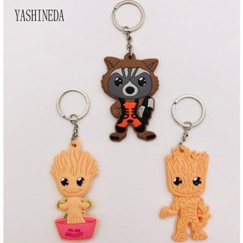 10PCS Cartoon Figure Guardians of the Galaxy Cosplay Keychain PVC Anime 3D Double Side Key Ring Key Chain Kid Trinket Key Holder