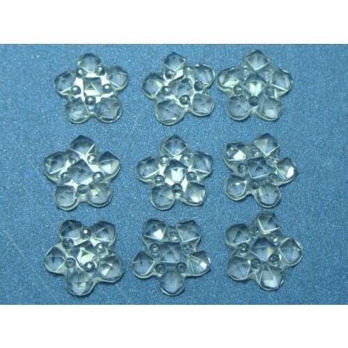 100 Clear Transparent Flatback Resin Flower Cabochon 12mm Pyramid Dotted Rhinestone
