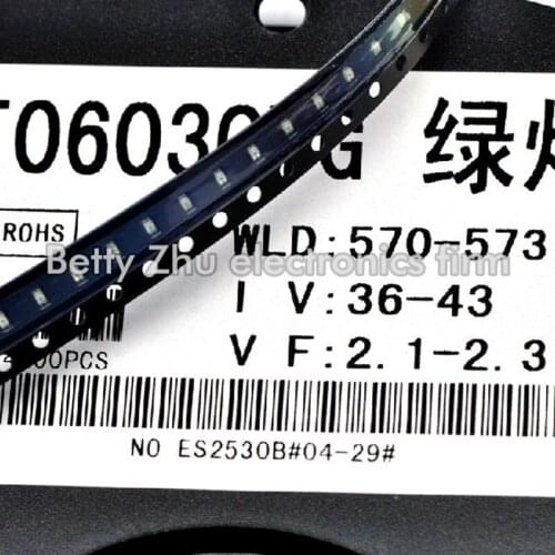 200PCS/LOT 0603 common green SMD LED bright common green light-emitting diodes 1608