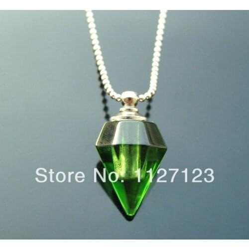 25pcs/lot green cone Rice vials pendants rice vial pendant perfume empty glass bottle glass spray perfume bottl