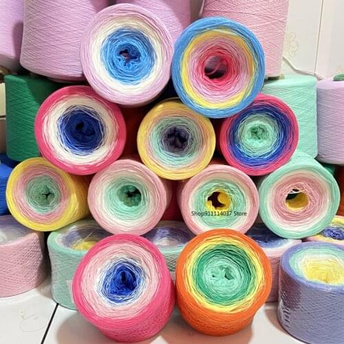 300g Rainbow Gradient Color Cake Yarn Long Section Dyed Cotton Thread DIY Hand-Woven Crochet Scarf Shawl Rainbow Skirt XJ111