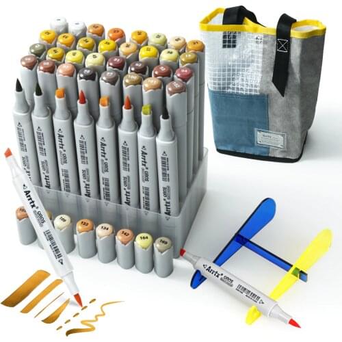 40 Colors Alcohol Brush Marker Arrtx OROS Yellow Tune Marker Pen Perfect for Light, Flame, Harvest Wheat Fields, Fallen Leaves