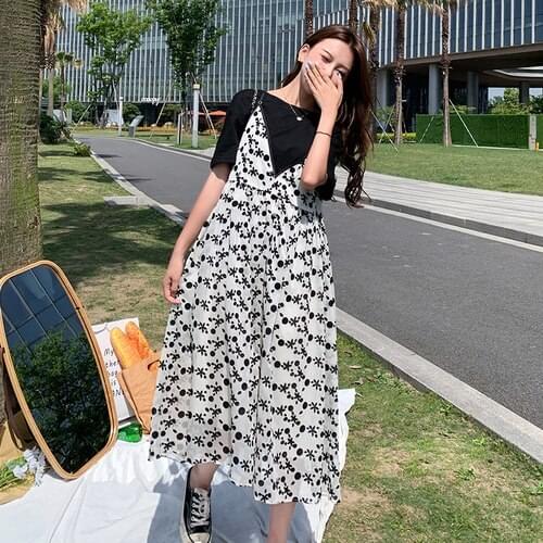 58285# Maternity Dress Summer Cotton Short Sleeves Loose Midi Dress Plus Size Pregnancy Dress Pregnant Women Suit