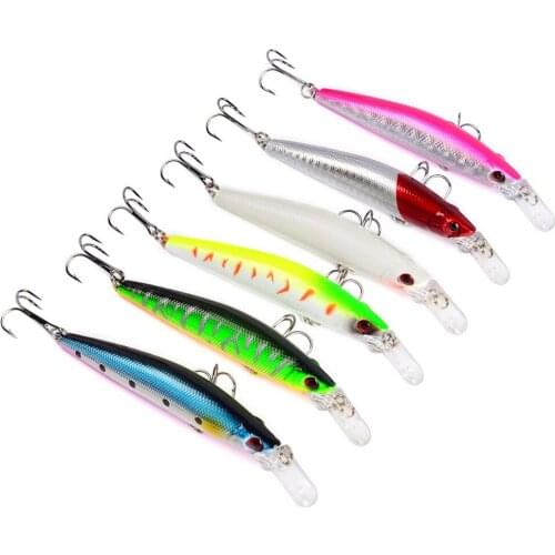 6PCS Popper VIB Minnow Fishing Crankbait Fish Bass lure hook baits 10.5m/9.5g