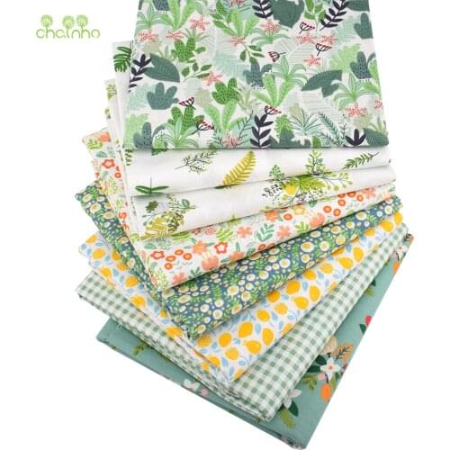 8pcs/Lot,Printed Twill Cotton Fabric,40x50cm,Patchwork Cloth For DIY Quilting Sewing Baby &Childrens Material,Green Summer Time