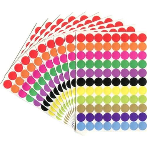 880Pcs/10 Sheet Round Spot Circles Sealing Stiker Removable Coding Label Dot Stickers for DIY Scrapbooking Crafts Making Notes